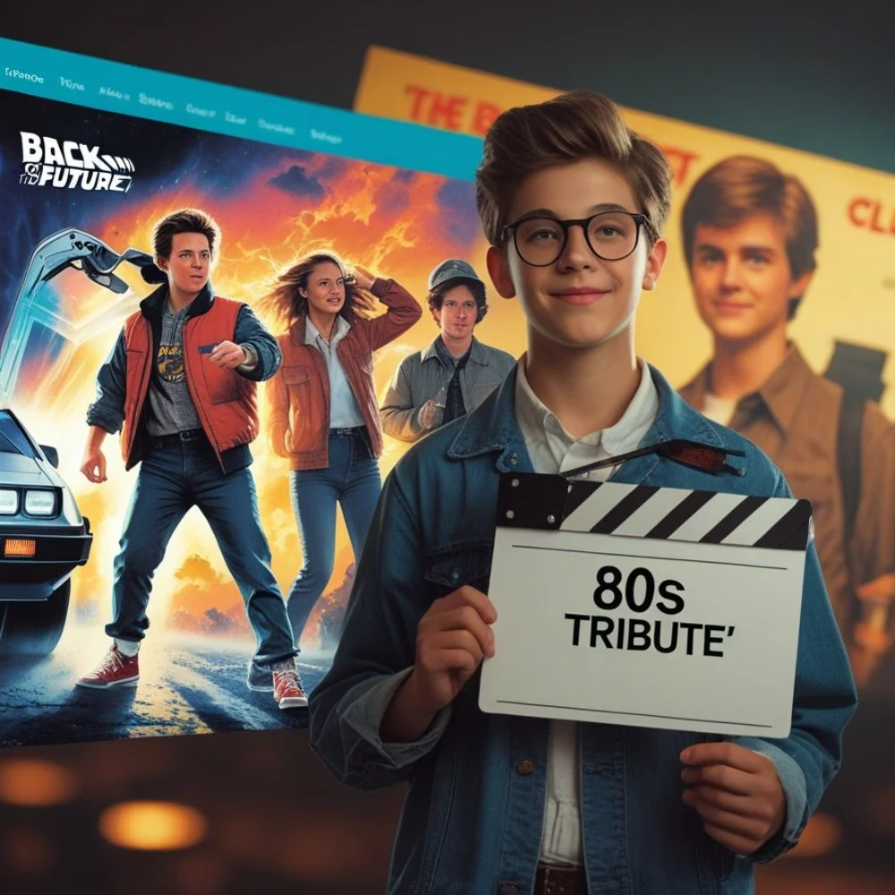 Modern pop culture inspired by classic 80s movies and styles. 