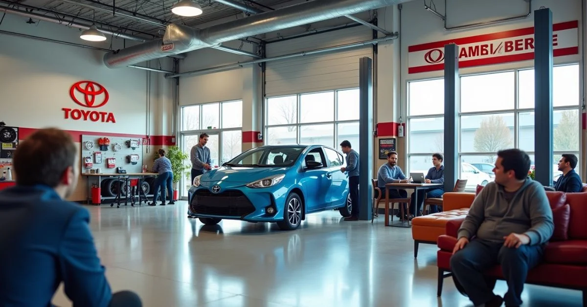 visual of Alma Toyota service center technicians