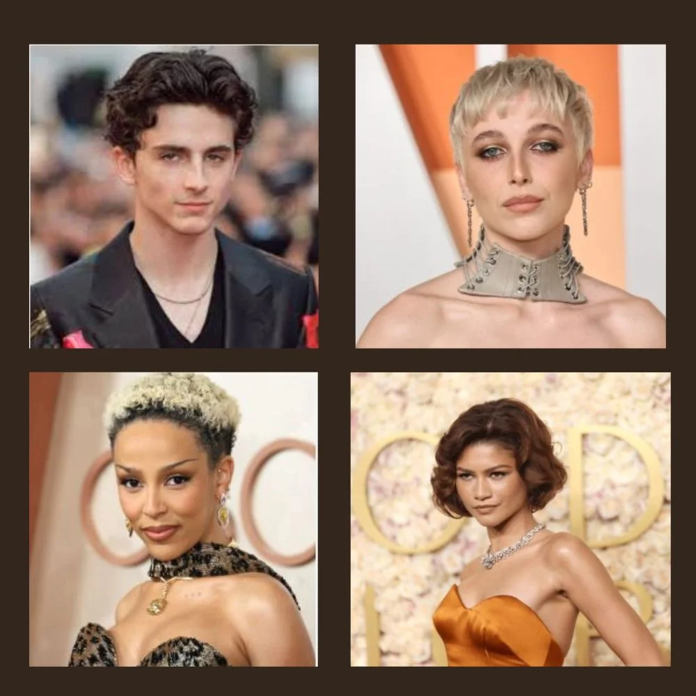 an image of famous celebrities with different hairstyles and colours