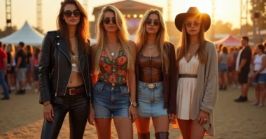Image of Trendy concert outfit ideas featuring pop, rock, country, and indie styles at a music festival.