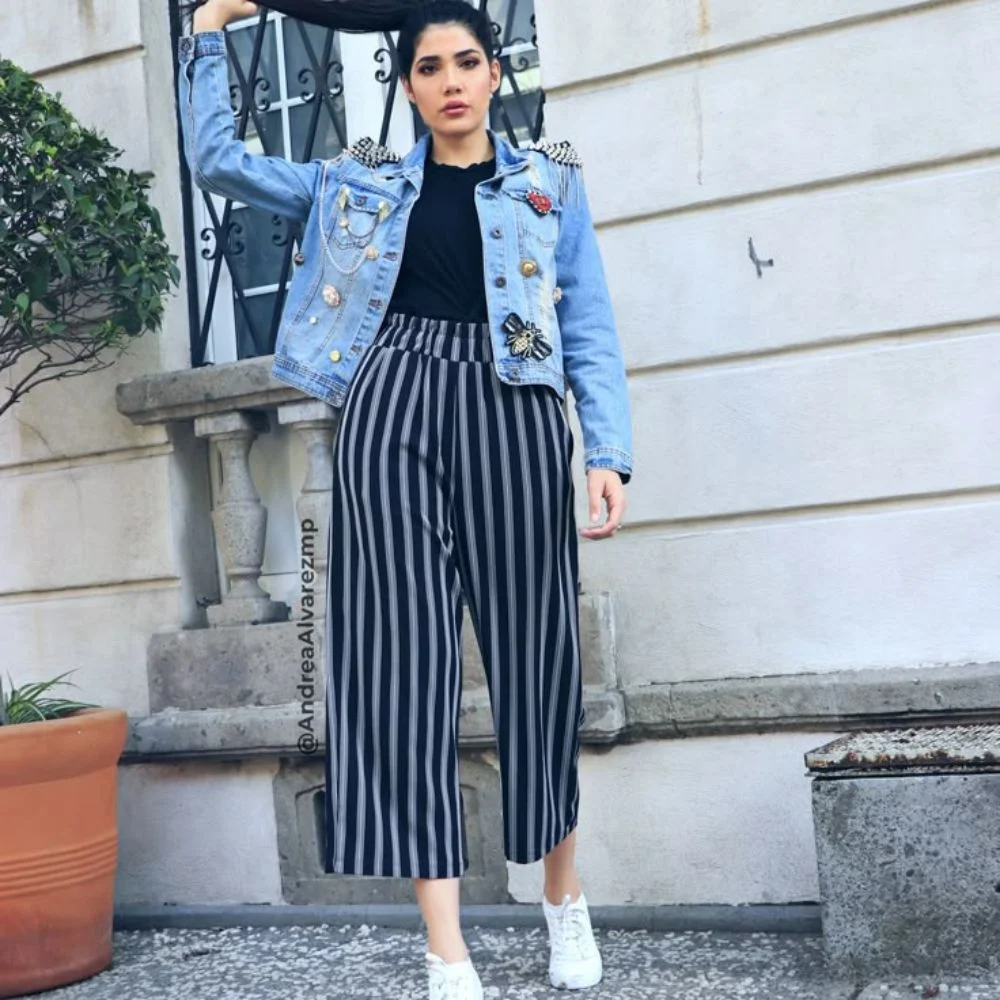an image culottes with sneaker and denim jacket