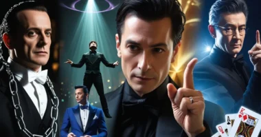 Famous magicians performing iconic magic acts on stage and street.