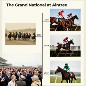Image of Timeline of Grand National history from 1839 to 2025 showing key races and legendary winners.