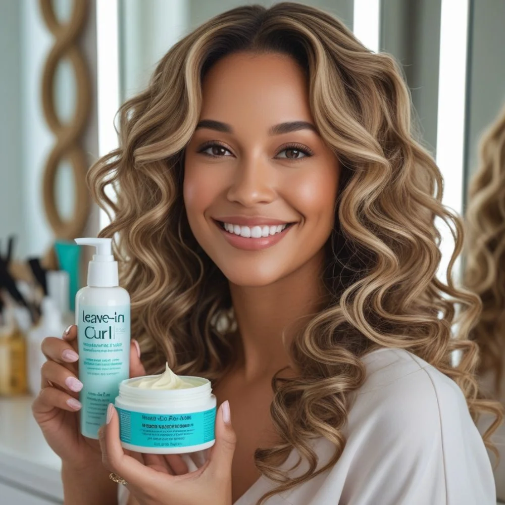 Woman with beachy waves using twist-and-curl method on hair trends that flatter round faces 