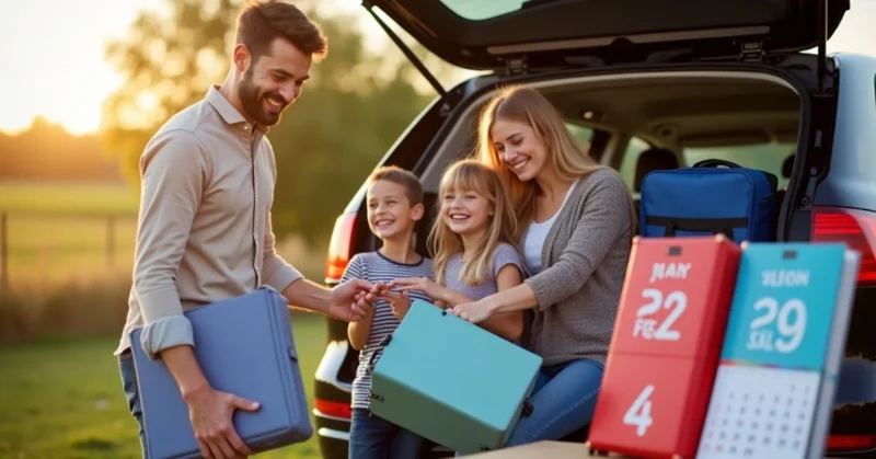 Image of Family packing for school holiday in Hampshire.