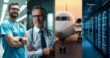 Image of Collage of UK’s highest paying but overlooked careers including doctor, pilot, CEO, and IT engineer
