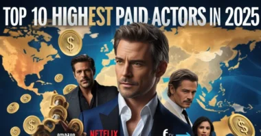 "Top 10 highest paid actors of 2025 with global film and streaming visuals."