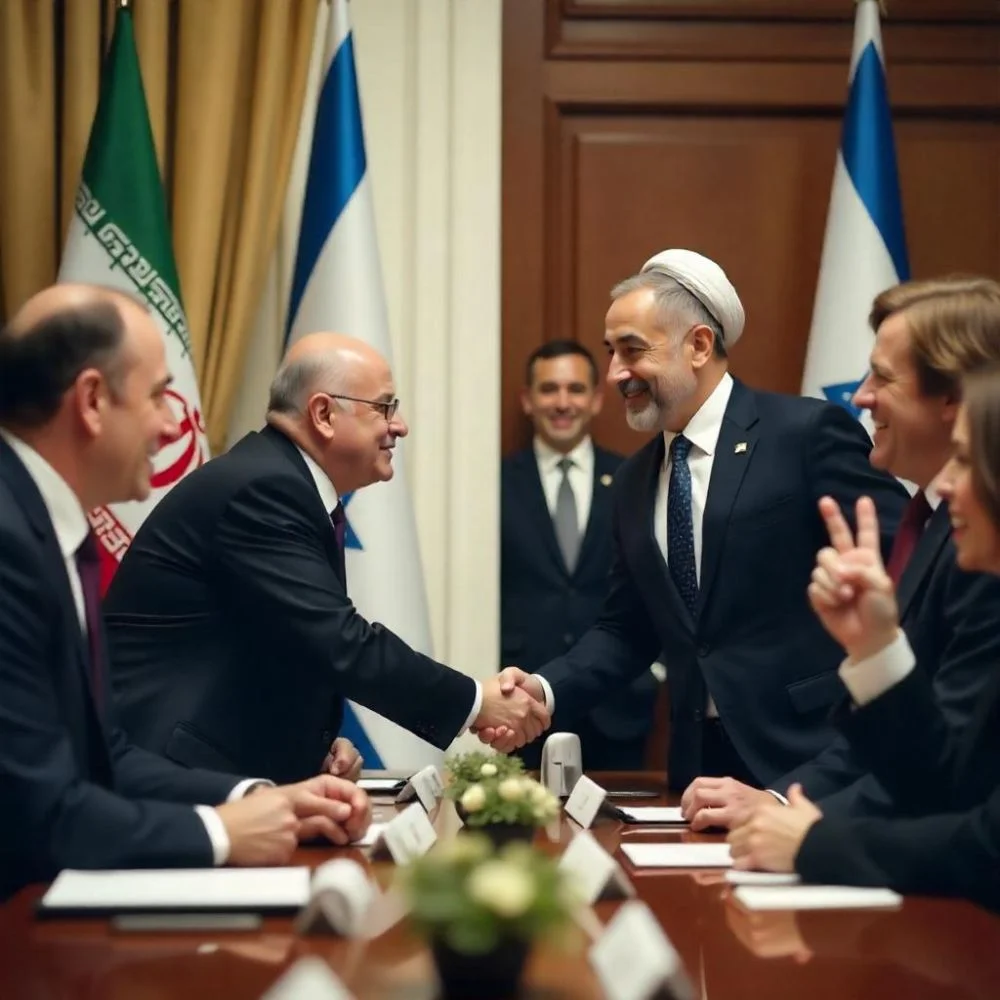 Iranian and Israeli leaders meet for peace as citizens support ceasefire. 
