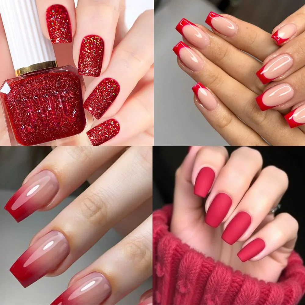 an image of popular red nail styles