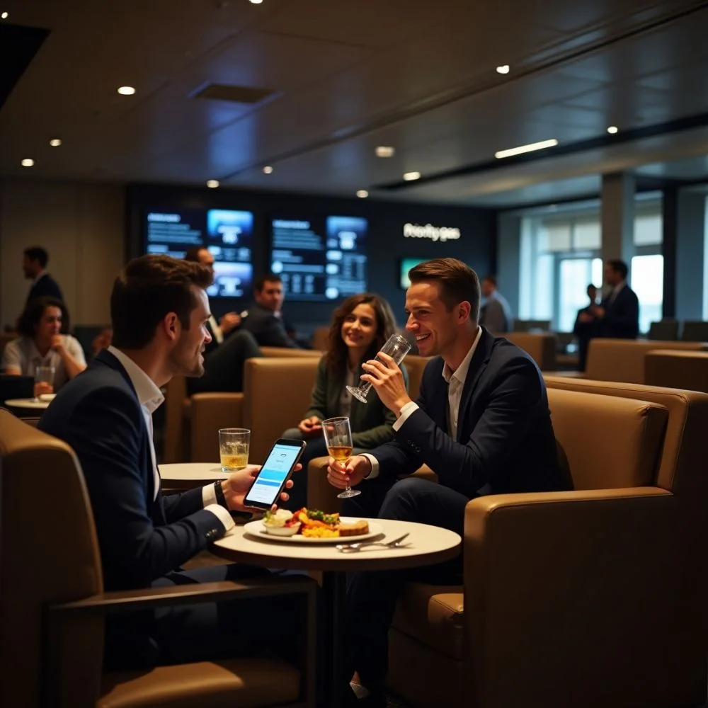Traveler enjoying premium lounge access
