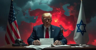 "Trump tearing Iran deal with Middle East conflict map."