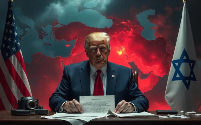 "Trump tearing Iran deal with Middle East conflict map."