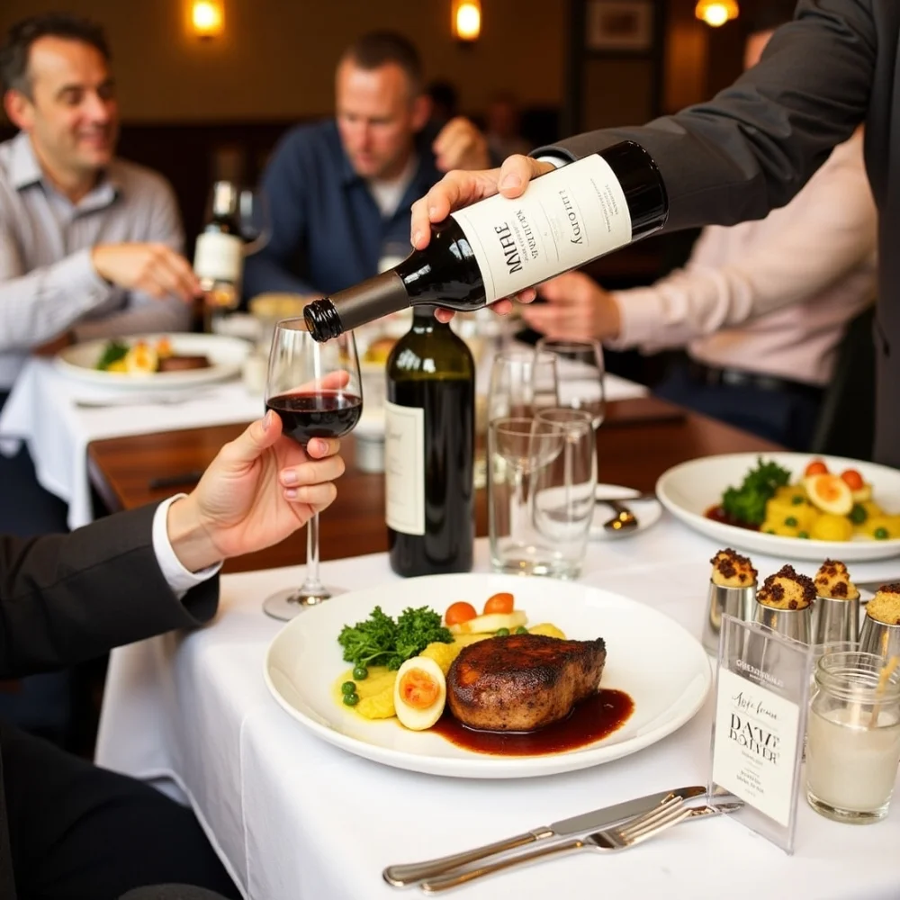 Image of Guests enjoying wine and dinner