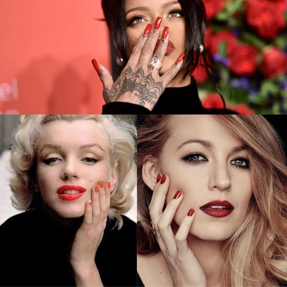 Image of celebrities with rocky red nails
