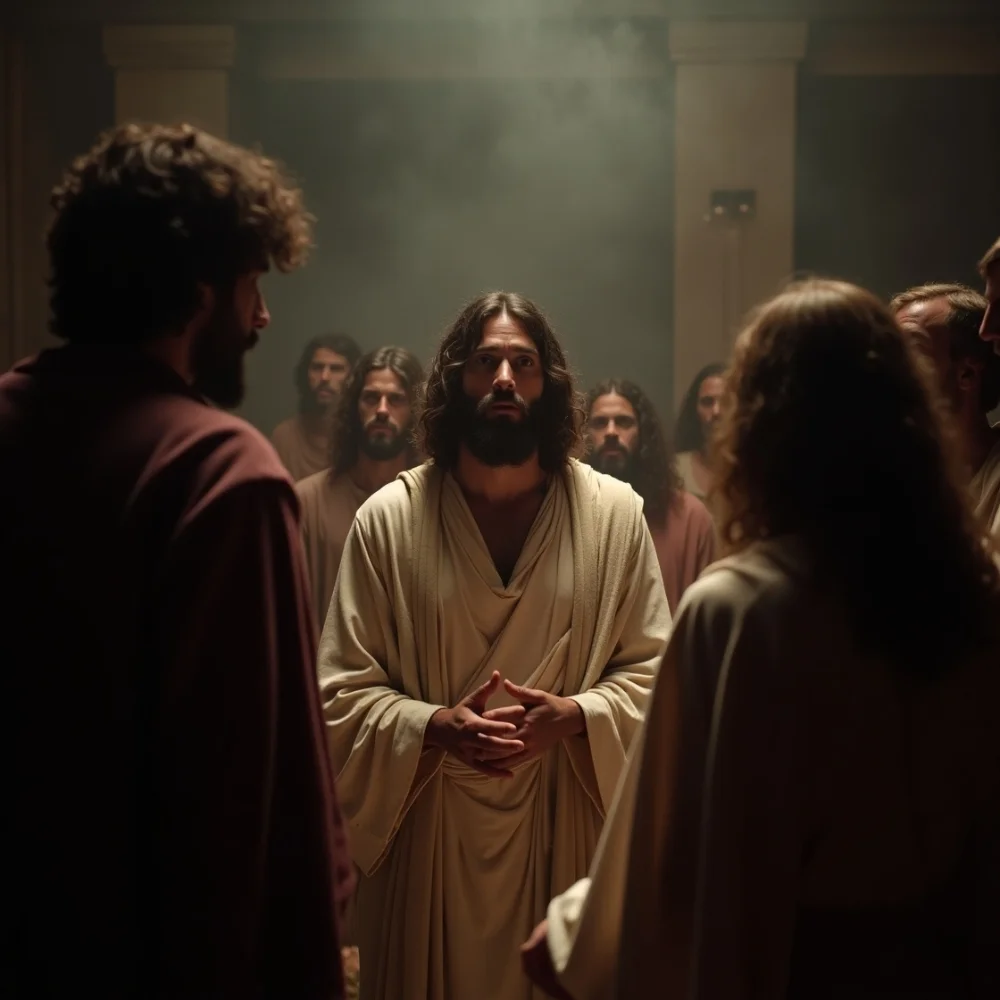 Image of Jesus with disciples in an emotional Season 5 scene.