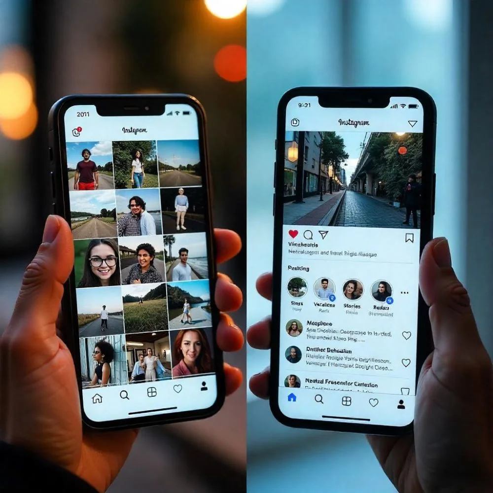 Image of Old vs new Instagram interface 
