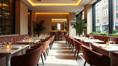 Image of Elegant modern European restaurant interior at Sloane Place Chelsea