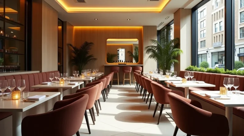 Image of Elegant modern European restaurant interior at Sloane Place Chelsea
