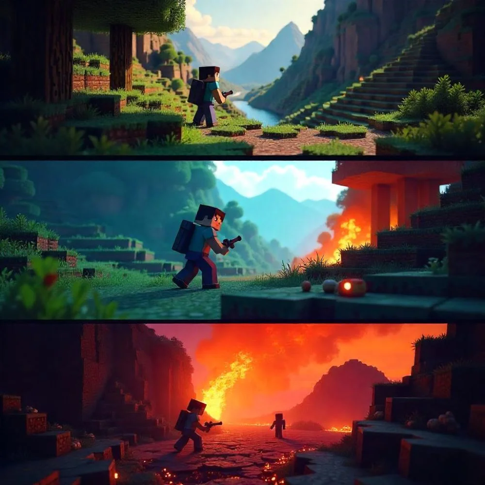 image of split screen minecraft
