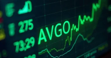 AVGO stock chart showing early premarket gain with tech indicators.