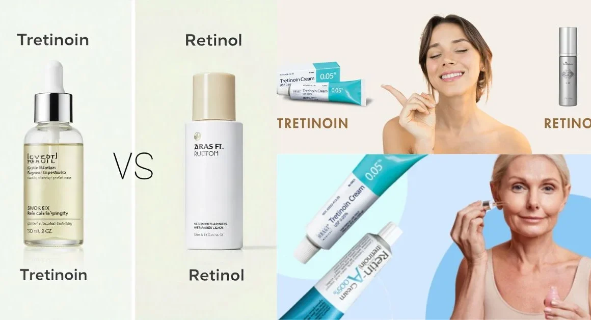 an image of tretinoin and retinol, both are incredible tools for clearer, healthier skin.