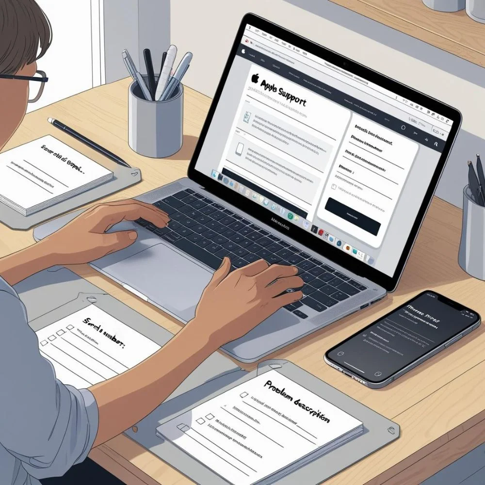 User preparing device info before calling Apple Support for faster help.