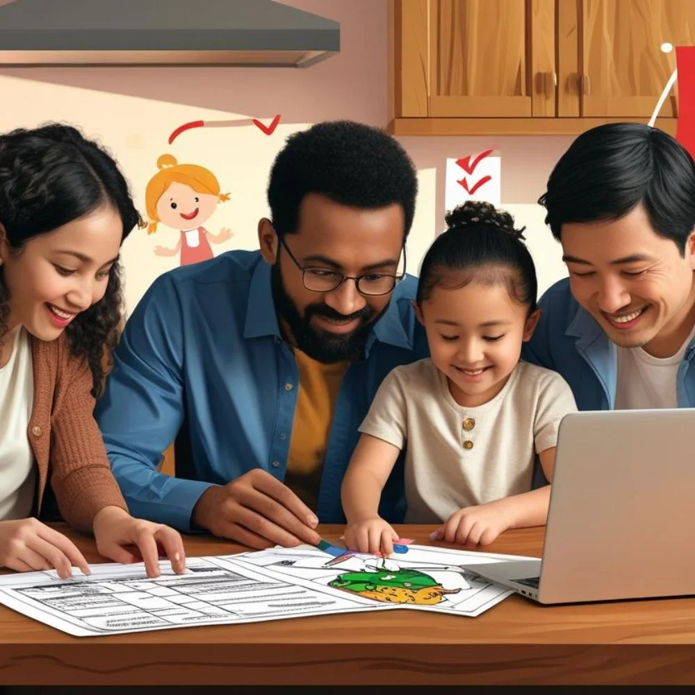 Eligible Canadian family reviewing