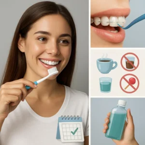 Ceramic braces care routine visual.