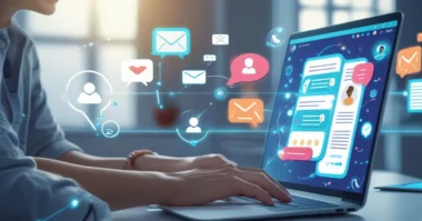 Person using AI chatbot for smart replies across work and social platforms.
