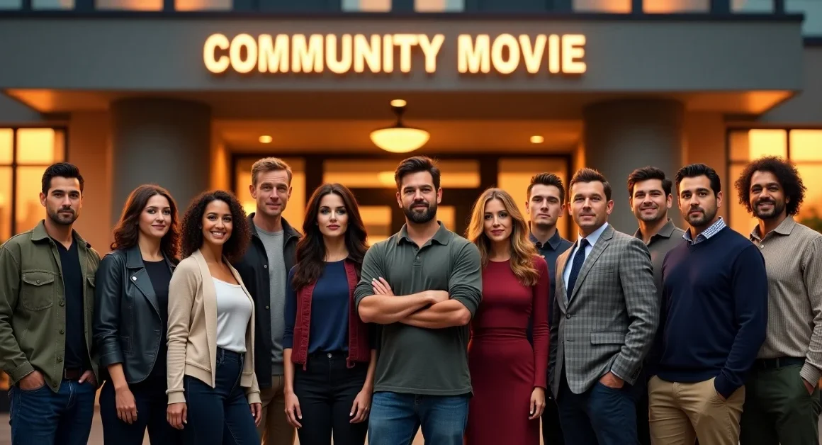 Image of Community Movie 2026 official release update with cast at Greendale Community College.