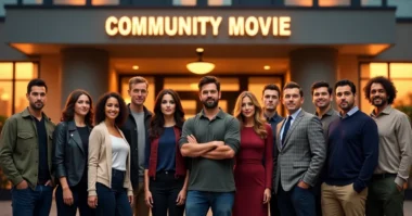 Image of Community Movie 2026 official release update with cast at Greendale Community College.
