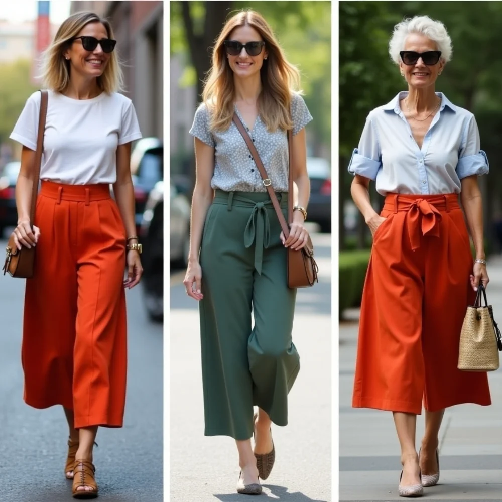Image of Culottes comeback showing women of all ages styling the trend in 2025