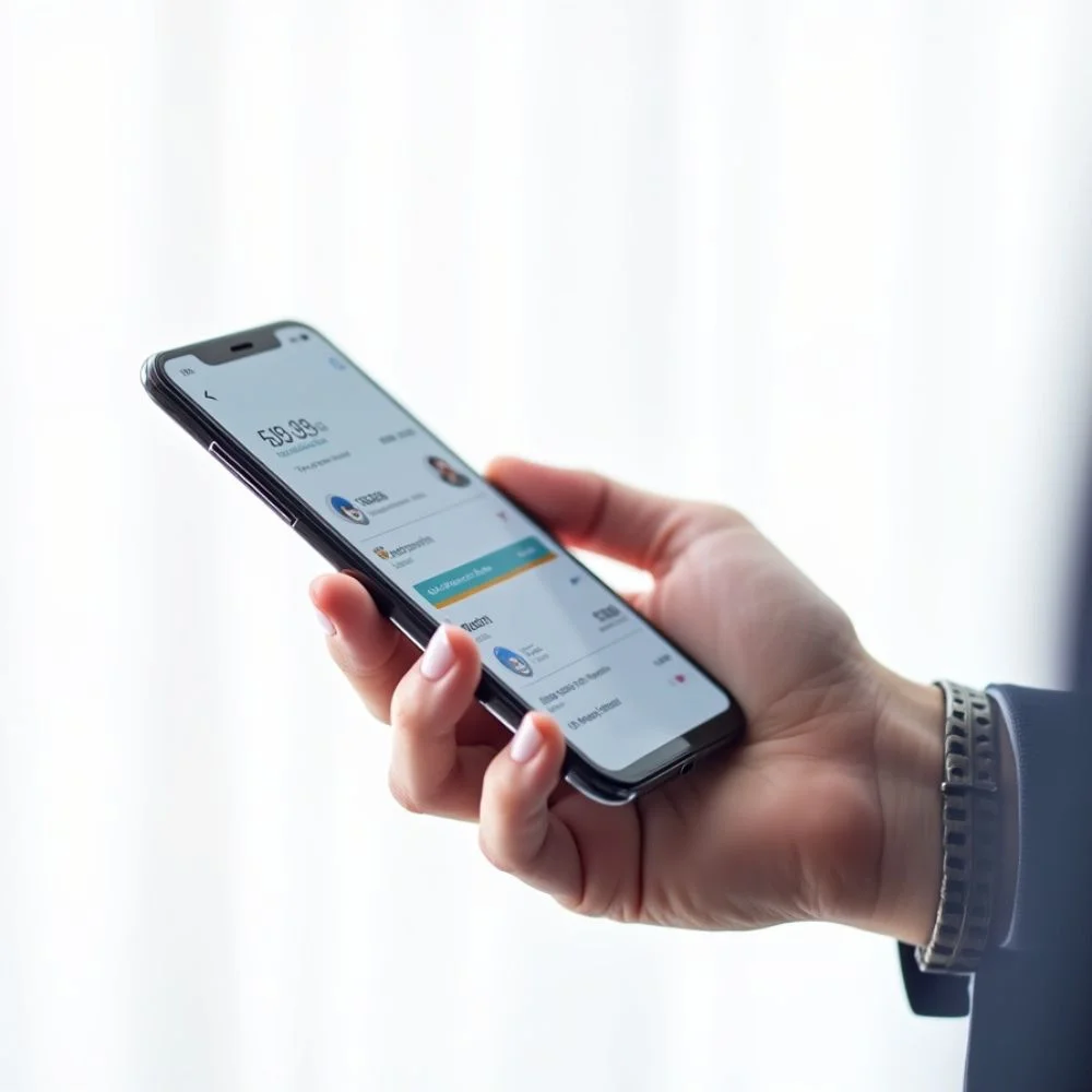Mobile fintech app in use