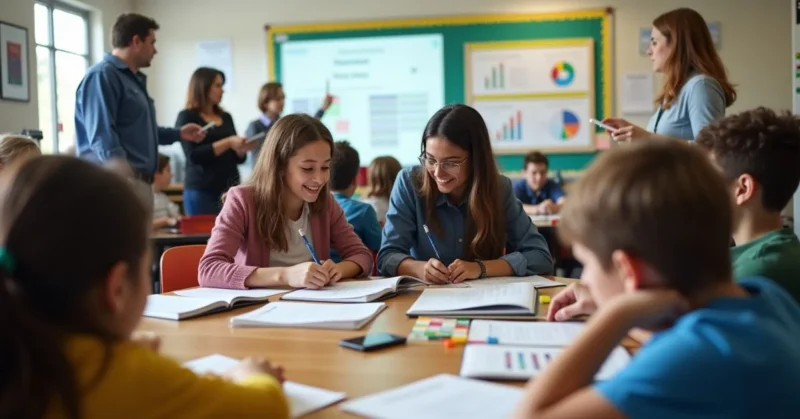 image of Students and teachers using education resource strategies