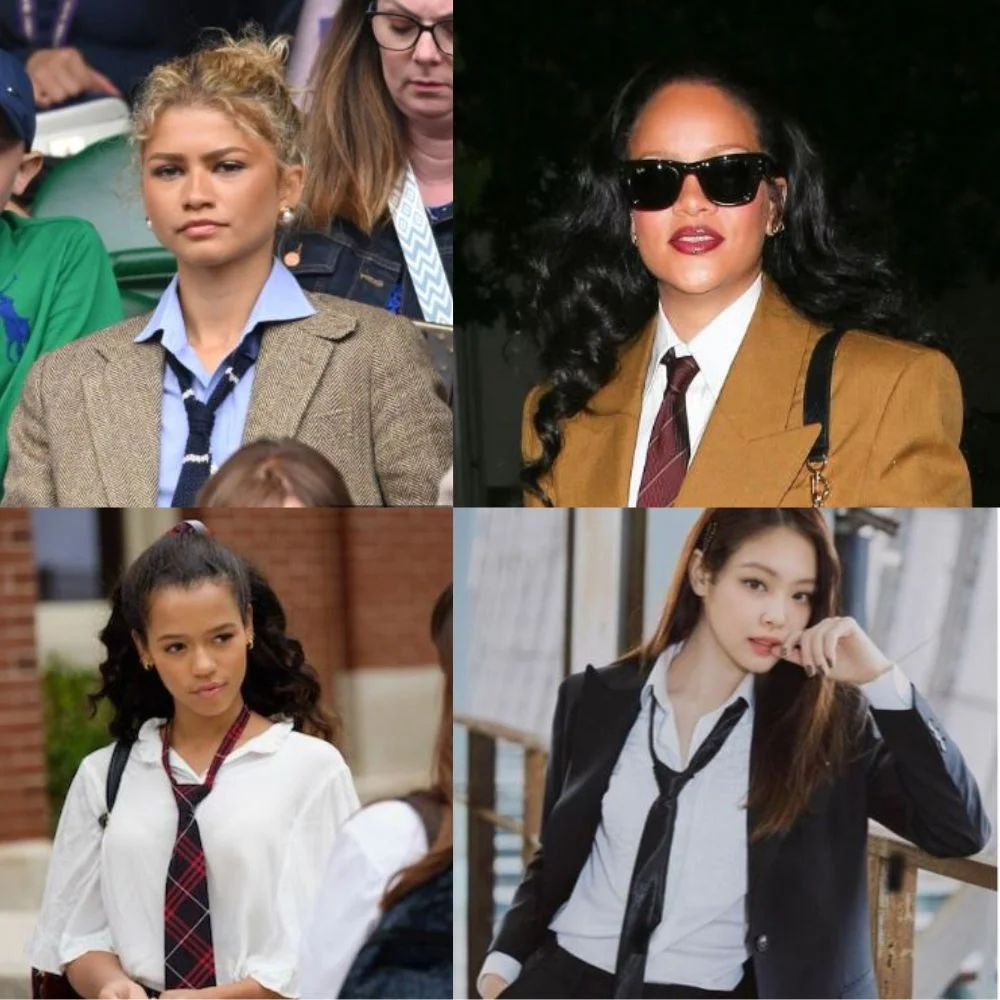 An image of Fashion Icons Rocking Women's Tie Outfits