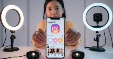 Instagram with flash enabled, ring light setup