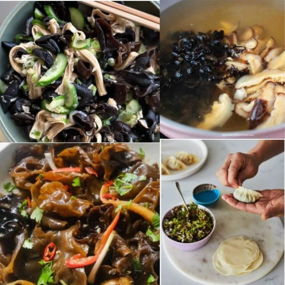 an image of Wood Ear Mushroom in different receipes