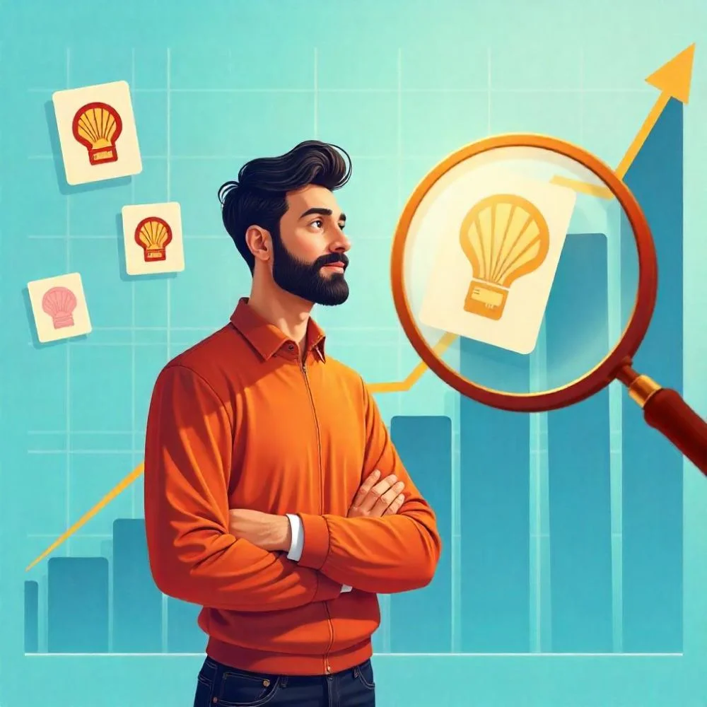 "Illustration of a new investor choosing trusted companies with signs of strong business traits." 