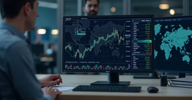 Image of Real-time chart showing Meta Platforms stock performance with live trading data and market trends on a screen.