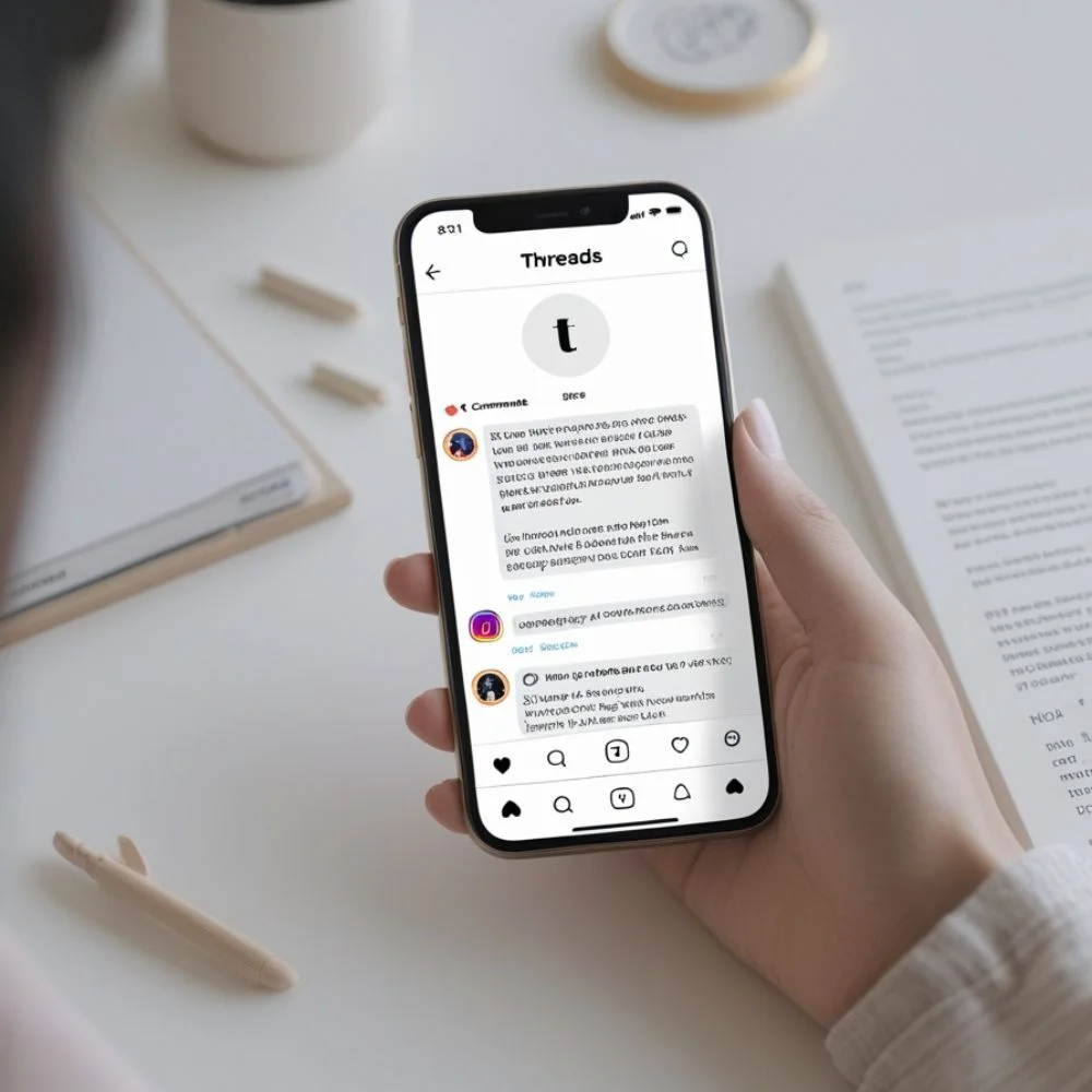 User viewing a clean, text-focused Threads post on a smartphone.