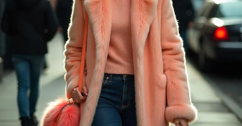 Modern 2000s Fur Fashion with bag