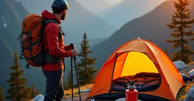 Hiker with mountain equipment and gear in 2025