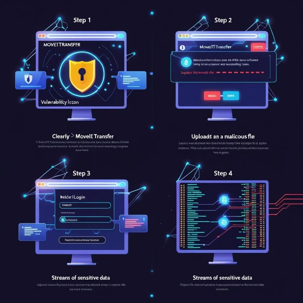 "Step-by-step illustration of how hackers exploited the MoveIt Transfer vulnerability."