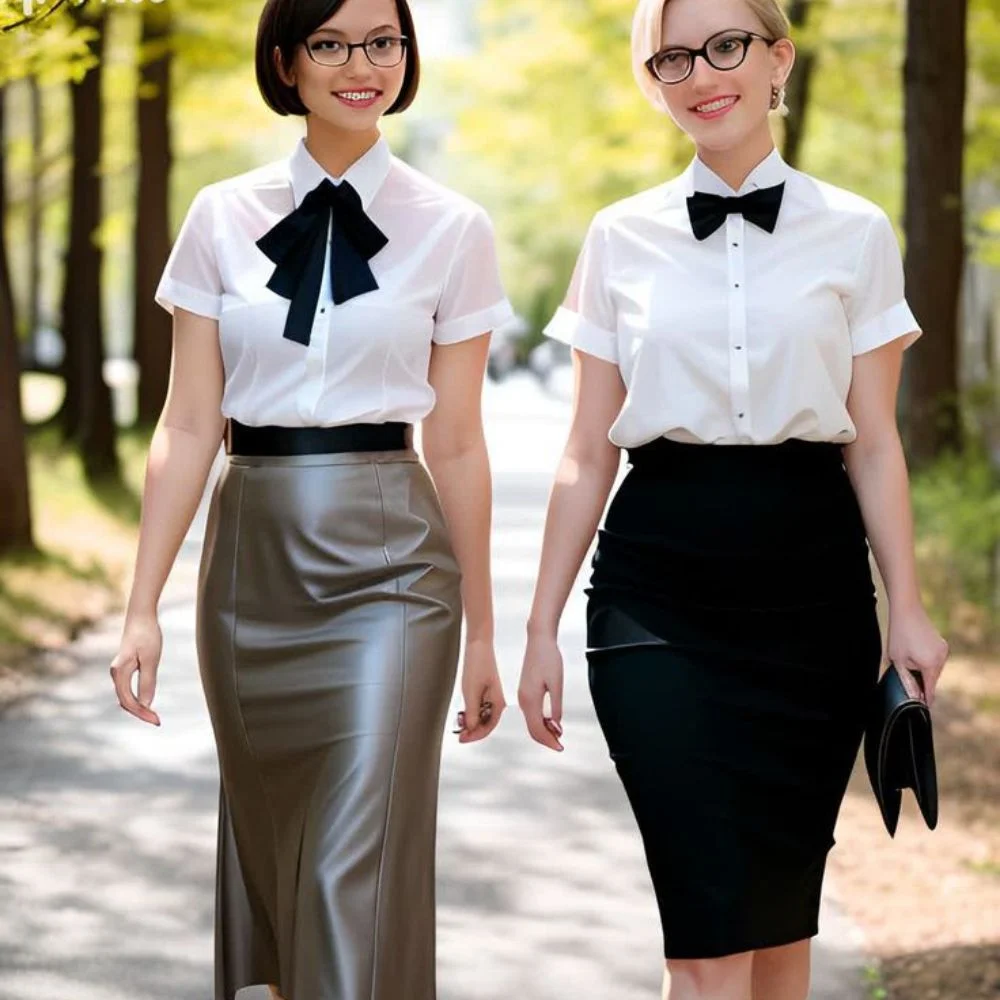 an image of Crisp button-down, pencil skirt and silk tie