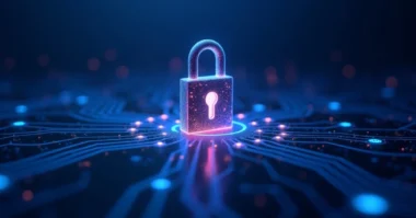 Image of Futuristic digital lock representing Post-Quantum Cryptography tools for data protection.