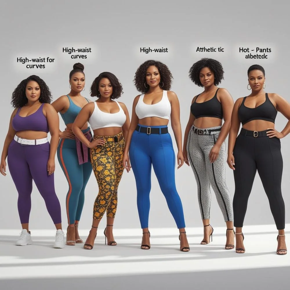 Women of different body types wearing hot pants styled to suit their shapes—high-waisted, belted, short-cut, or printed—showing fit variety for every figure.