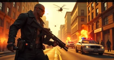 Player using cheats in Saints Row 2 with explosions, weapons, and chaos in the city.