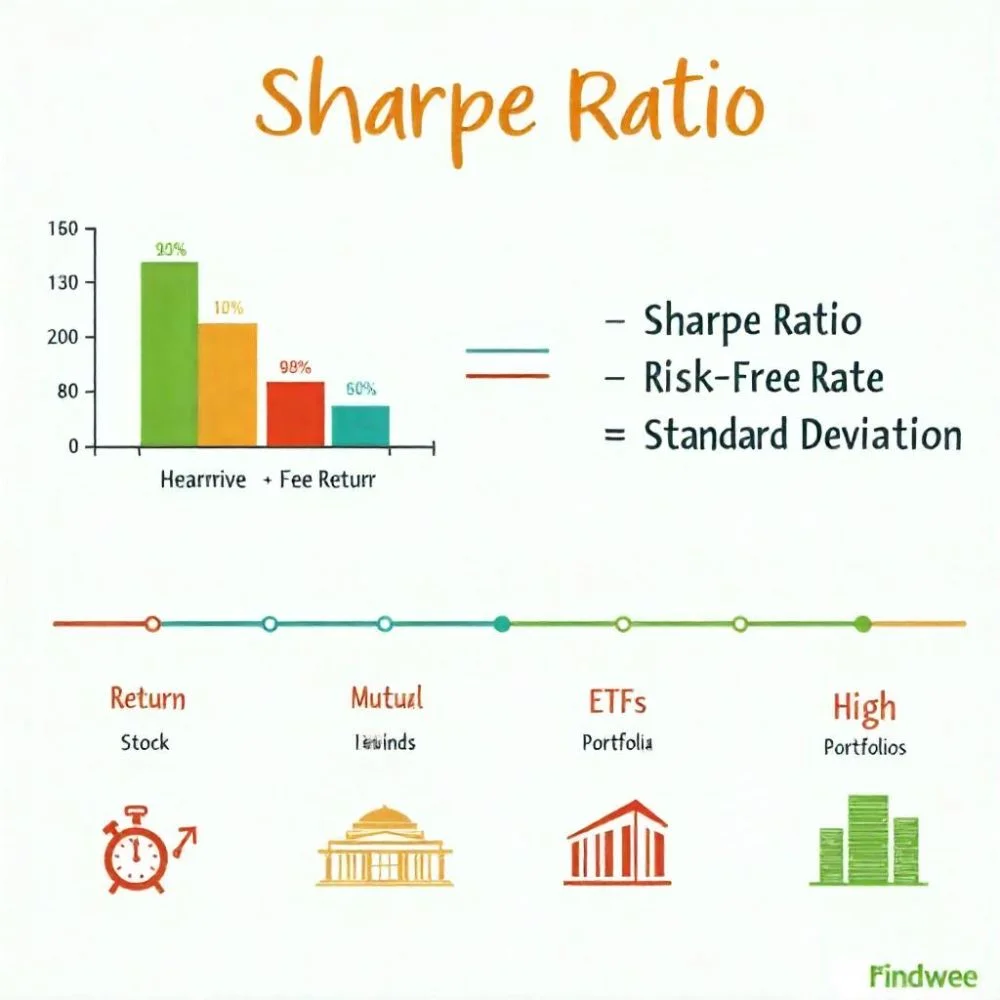 Infographic showing how Sharpe Ratio compares return and risk. 