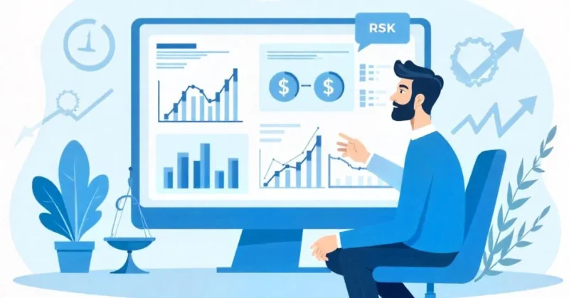 Investor comparing risk and return using Sharpe Ratio charts.