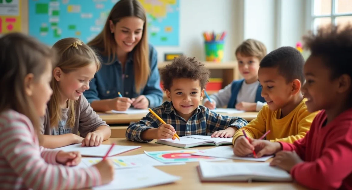 Image of Children learning in a classroom with support from an elementary education foundation.